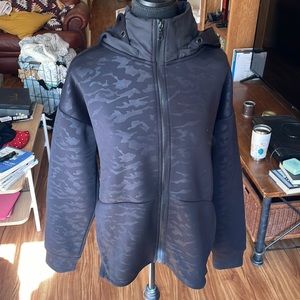 Scuba fabric zip up oversized hoodie
